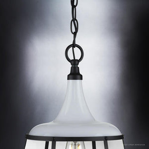A beautiful lighting fixture, the UHP3850 Urban Loft Pendant Light from the Frederick Collection by Urban Ambiance, features a glass shade.