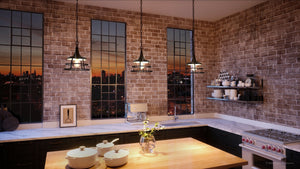 3D rendering of a beautiful kitchen with Urban Ambiance's UHP3851 Urban Loft Pendant Light, 14.25