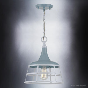 A beautiful Urban Loft pendant lamp with a cage hanging from it by Urban Ambiance.