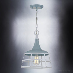 A beautiful UHP3852 Urban Loft Pendant Light with a cage hanging from it.