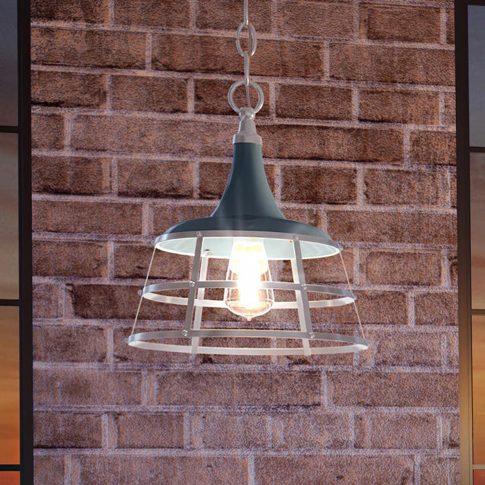 UHP3852 Urban Loft Pendant Light, 14.25"H x 12"W, Gray Blue Finish, Frederick Collection