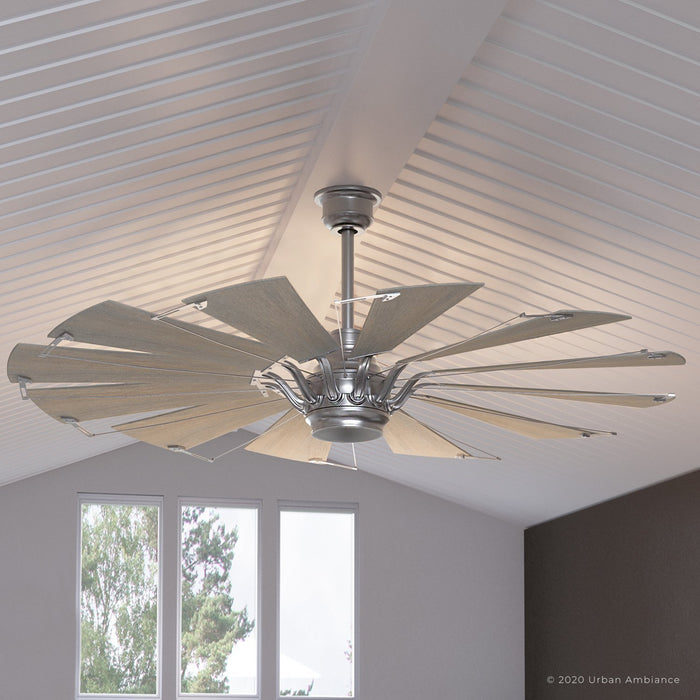 UHP9021 Traditional Indoor Ceiling Fan, 17.3"H x 60"W, Aged Nickel, Saybrook Collection