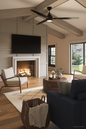 A living room with a UHP9040 Mid Century Modern Indoor Ceiling Fan, 13.1