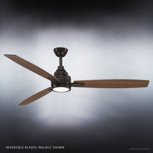 A unique UHP9042 Mid Century Modern Indoor Ceiling Fan with wood blades, made by Urban Ambiance.