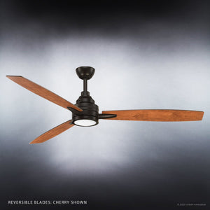 A gorgeous Urban Ambiance UHP9042 Mid Century Modern Indoor Ceiling Fan with a wooden blade on a dark background.