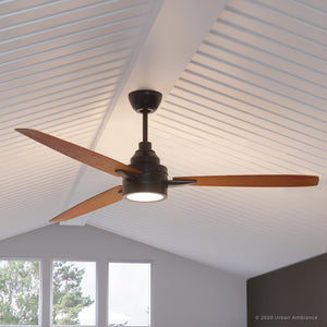 UHP9340 Modern Ceiling Fan 14.5''H x 48''W, Midnight Black Finish,  Port-Macquarie Collection