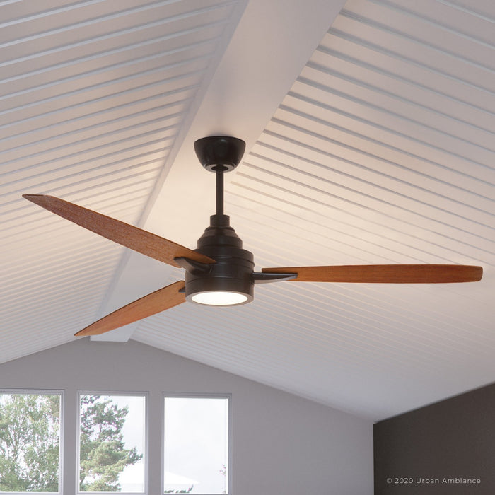 UHP9042 Mid Century Modern  Indoor Ceiling Fan, 13.1"H x 60"W, Olde Bronze, Tybee Collection