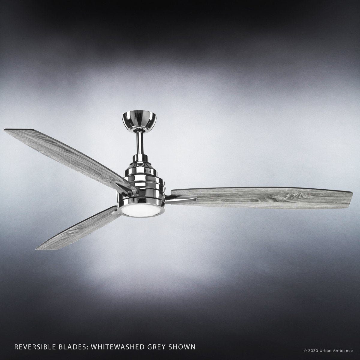 UHP9043 Mid Century Modern Indoor Ceiling Fan, 13.1H x 60W, Polished Chrome, Tybee Collection