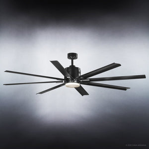 A beautiful Urban Ambiance black ceiling fan with four blades.