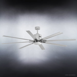 An Urban Ambiance white ceiling fan with four blades, UHP9052 Urban Loft Indoor / Outdoor Ceiling Fan, 16.8