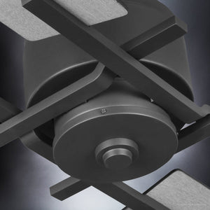 A beautiful image of the unique UHP9060 Urban Loft Indoor Ceiling Fan from the Amelia Collection by Urban Ambiance, with a black blade.