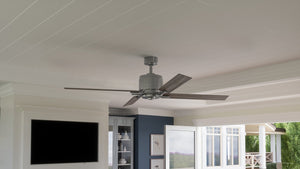 A living room with a unique Urban Ambiance UHP9062 Urban Loft Indoor Ceiling Fan and tv.