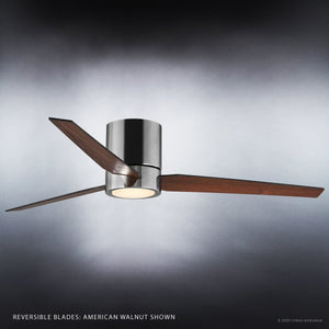 An UHP9071 Modern Indoor Ceiling Fan with a unique wooden blade, from the Urban Ambiance Camden Collection.