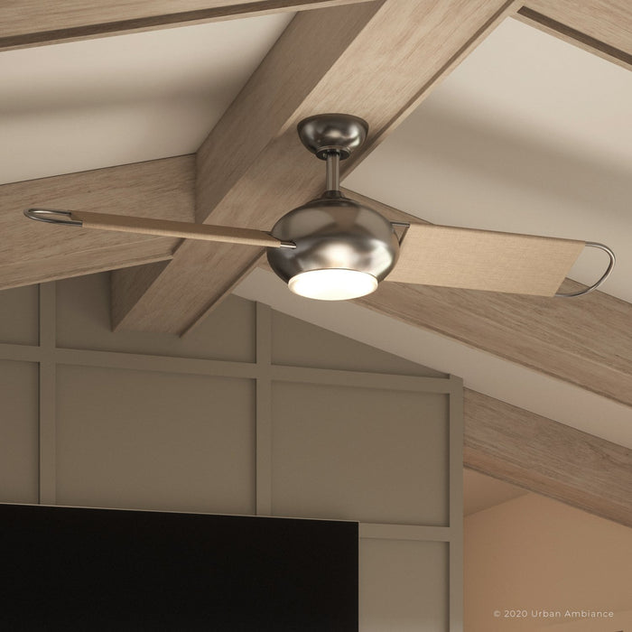 UHP9080 Modern Indoor or Outdoor Ceiling Fan, 14.9"H x 54"W, Aged Nickel, Rockport Collection