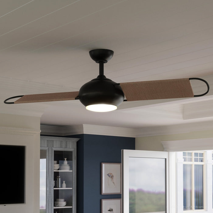 UHP9081 Modern Indoor or Outdoor Ceiling Fan, 14.9"H x 54"W, Architectural Bronze, Rockport Collection