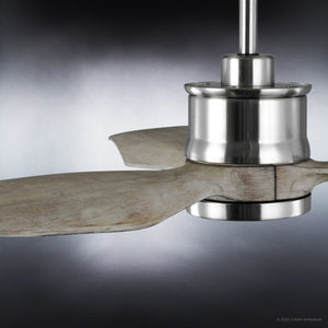 An Urban Ambiance UHP9091 Modern Indoor Ceiling Fan from the Lewes Collection, with a unique wooden blade.