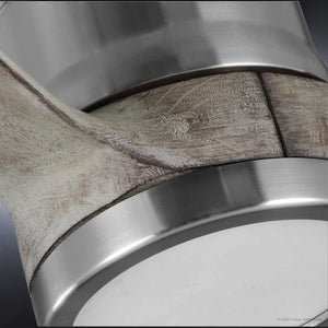 A close up of a beautiful Urban Ambiance UHP9091 Modern Indoor Ceiling Fan with a wooden blade.