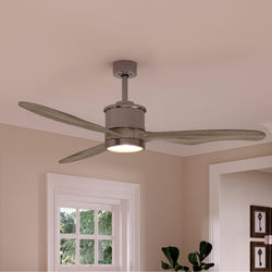 A beautiful Urban Ambiance UHP9091 Modern Indoor Ceiling Fan from their Lewes Collection, measuring 15.5"H x 60"W and finished in Brushed Nickel, in a