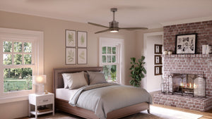 A luxury bedroom with a UHP9091 Modern Indoor Ceiling Fan, 15.5