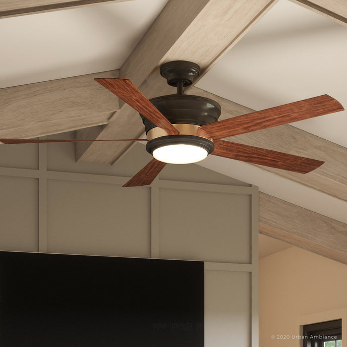 UHP9122 Contemporary Indoor Ceiling Fan, 15.5"H x 54"W, Olde Bronze, Newport Collection