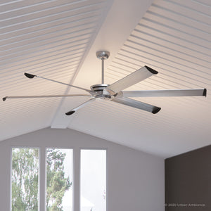 An UHP9132 Industrial Indoor or Outdoor Ceiling Fan with four blades in a room modified by the keyword "lighting fixture".