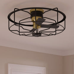 A gorgeous black and gold cage UHP9150 Luxe Indoor Ceiling Fan from Urban Ambiance brand.