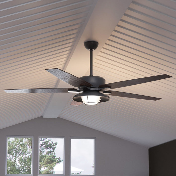 UHP9170 Traditional Indoor or Outdoor Ceiling Fan, 17.6"H x 60"W, Black Iron, Santa Monica Collection