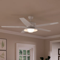 Gorgeous UHP9171 Traditional Indoor or Outdoor Ceiling Fan, 17.6"H x 60"W, White, Santa Monica Collection by Urban Ambiance in a living room.