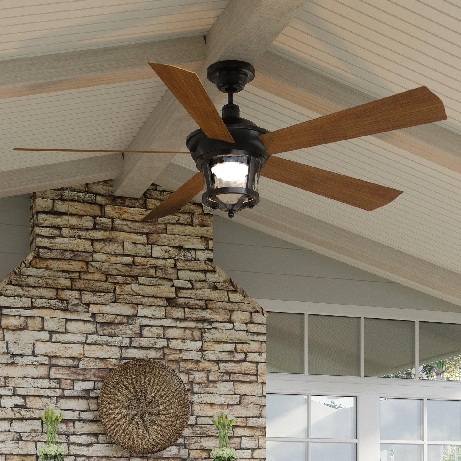 UHP9180 Modern Farmhouse Indoor or Outdoor Ceiling Fan, 19.5