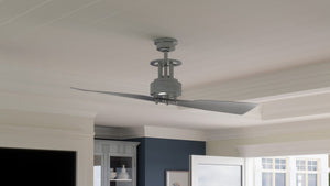 A beautiful living room with a luxury Urban Ambiance UHP9202 Cosmopolitan Indoor Ceiling Fan.