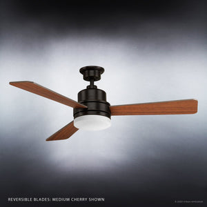 An Urban Ambiance UHP9211 Modern Indoor Ceiling Fan with unique wooden blades.