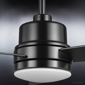 An UHP9220 Unique Indoor Ceiling Fan with a beautiful light on it, from the Capitola Collection by Urban Ambiance.