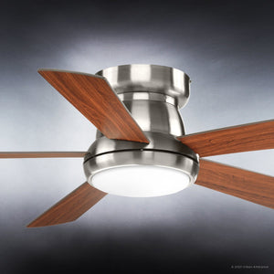 An Urban Ambiance UHP9231 Traditional Indoor Ceiling Fan with a luxurious brushed nickel finish and gorgeous wooden blades.