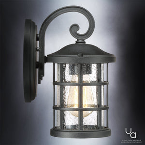 The Urban Ambiance UQL1040 Craftsman Outdoor Wall Light features marine-grade construction, a natural black finish, and clear seeded glass for a classic Vienna Collection look in an 11