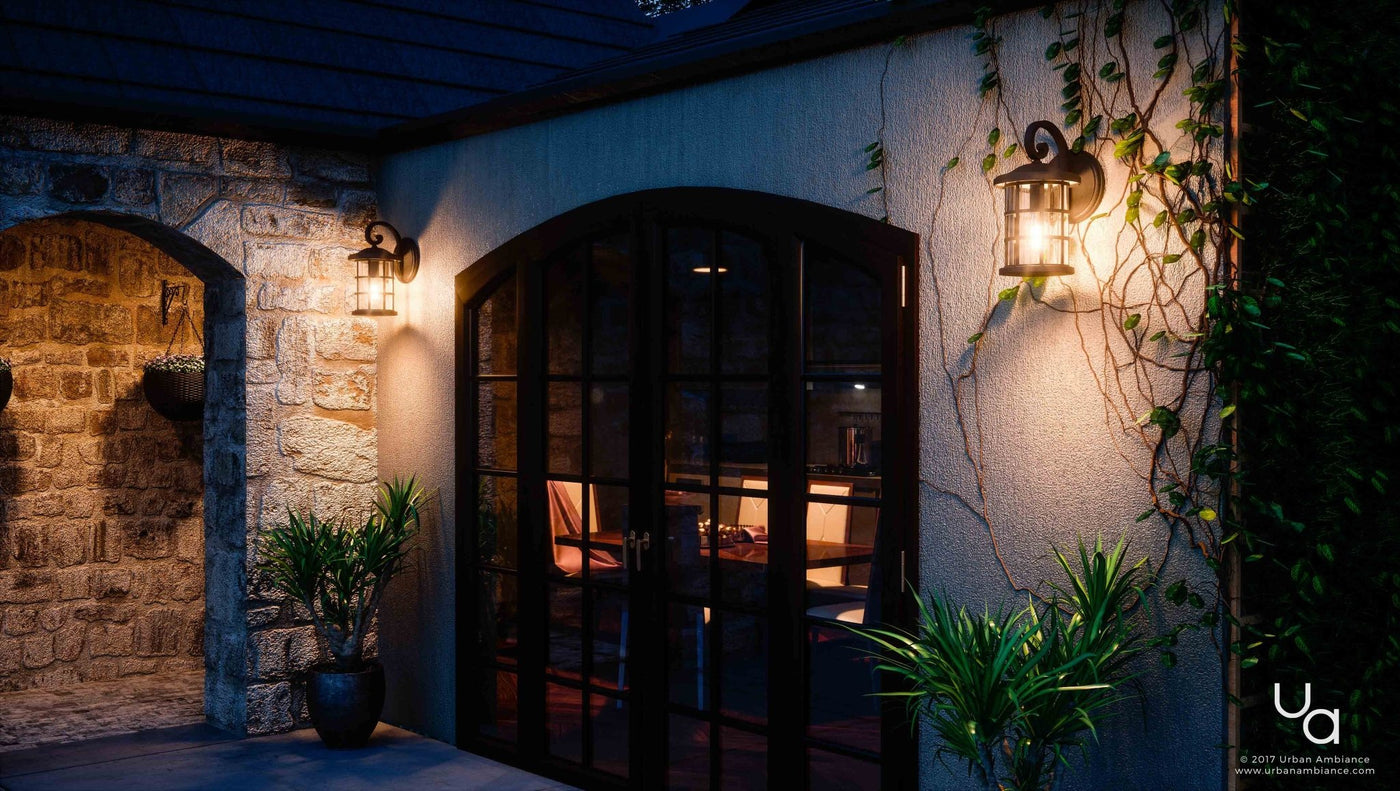 Luxury Craftsman Outdoor Wall Light 14.25 H x 8 W Natural Black Finish Vienna Collection UQL1042