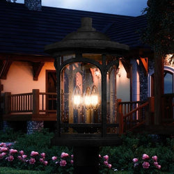 A gorgeous outdoor post light, 19"H x 11"W, in a black silk finish from the Sydney Collection by Urban Ambiance.
