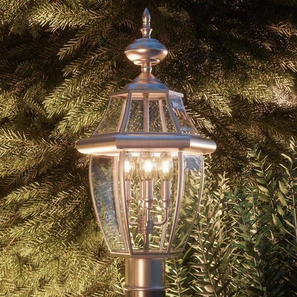 UQL1151 Colonial Outdoor Post Light, 23"H x 12.5"W, Aged Silver Finish, Cambridge Collection