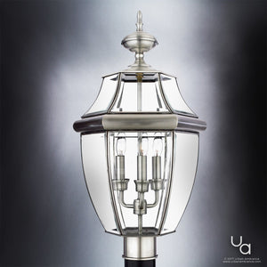 A unique and beautiful Colonial Outdoor Post Light with a clear glass shade from Urban Ambiance.