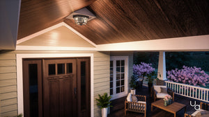 An image of a porch with the Urban Ambiance UQL1155 Colonial Outdoor Ceiling Light, 8