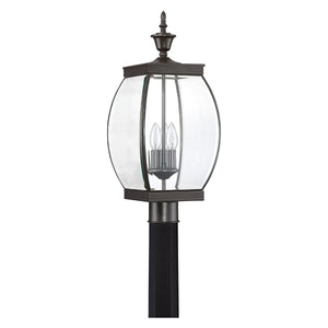 Introducing the UQL1174 Colonial Outdoor Post Light from Urban Ambiance’s Manchester Collection. Measuring 22″ high by 9″ wide and finished in rich Medieval Bronze, this elegant outdoor post lantern features a solid brass construction for lasting durability. Its clear glass enclosure and three candle-style bulbs evoke a vintage-transitional style, seamlessly blending classic charm with modern resilience.