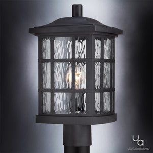The UQL1246 Craftsman Outdoor Post Light from Urban Ambiance’s Zurich Collection features a black silk finish, marine-grade construction, and textured glass for stylish, weather-resistant outdoor lighting. Measures 16.5