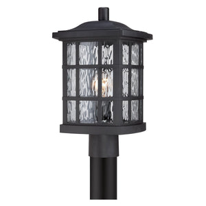 The Urban Ambiance UQL1246 Zurich Collection Craftsman Outdoor Post Light features a black silk finish, square grid-patterned glass, marine-grade 16.5