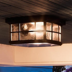 Beautiful lighting fixture: An UQL1248 Craftsman Outdoor Ceiling Light, 5.75"H x 12"W, Black Silk Finish from Urban Ambiance, Zurich Collection on the ceiling of a
