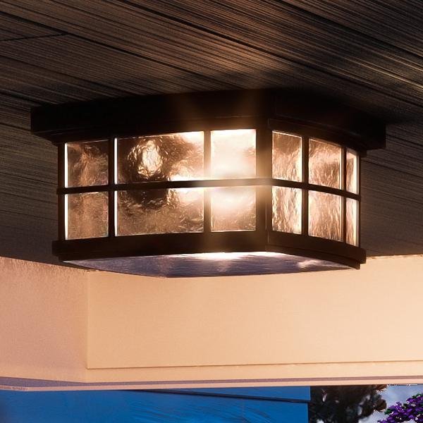 UQL1248 Craftsman Outdoor Ceiling Light, 5.75"H x 12"W, Black Silk Finish, Zurich Collection