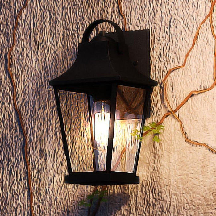 UQL1281 Tudor Outdoor Wall Light, 12.5"H x 6"W, Black Sand Finish, Constanta Collection