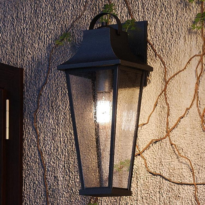 UQL1283 Tudor Outdoor Wall Light, 22"H x 8.75"W, Black Sand Finish, Constanta Collection
