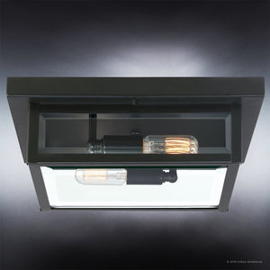 An Urban Ambiance black ceiling light with a unique design and two bulbs.