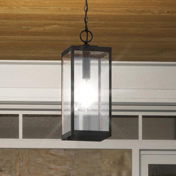 UQL1354 Modern Farmhouse Outdoor Pendant Light, 20.75"H x 7"W, Estate Bronze Finish, Quincy Collection