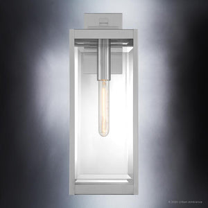 A unique lighting fixture with a beautiful glass shade, from the Quincy Collection by Urban Ambiance.
