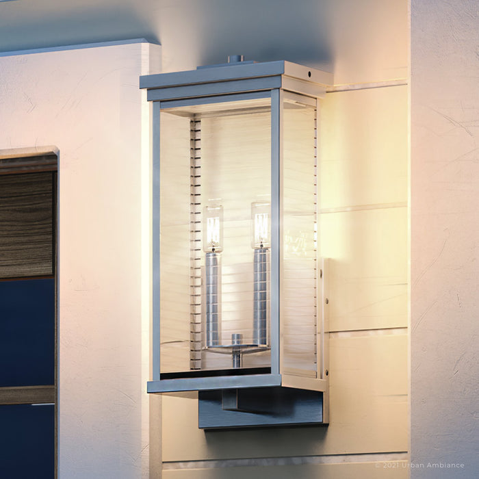 UQL1391 Modern Outdoor Wall Light, 17.25"H x 8"W, Stainless Steel Finish, Duluth Collection